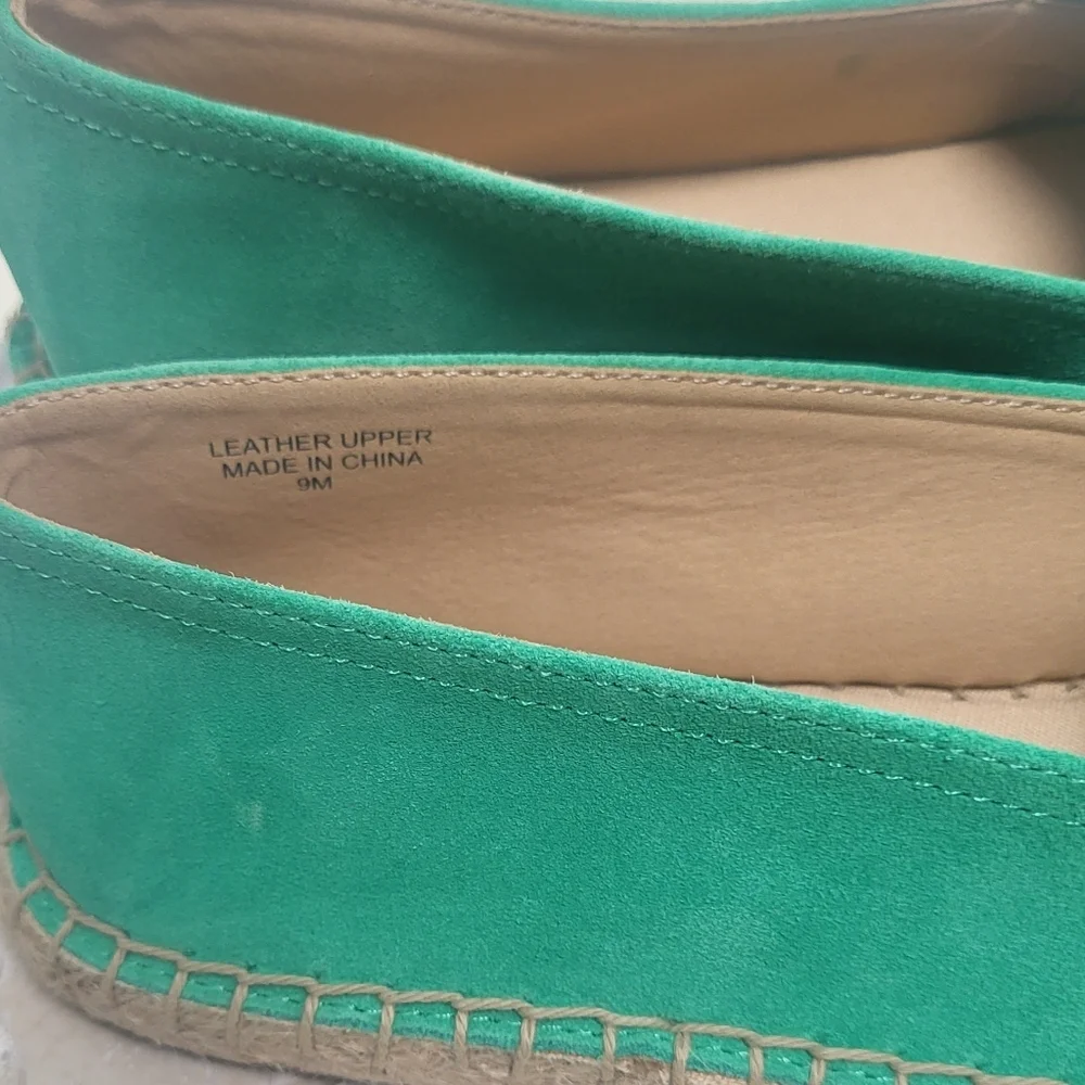 Talbots Izzy Knot Kelly Green Suede Espadrille Shoes Size 9 - Picture 7 of 8